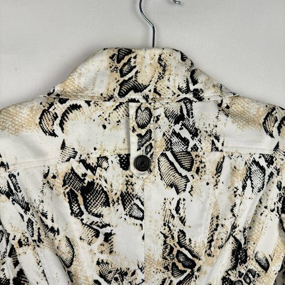 bebe Y2K Snake Skin Print Stretch Double Breasted Cotton Trench Coat Sz XS - Picture 7 of 13